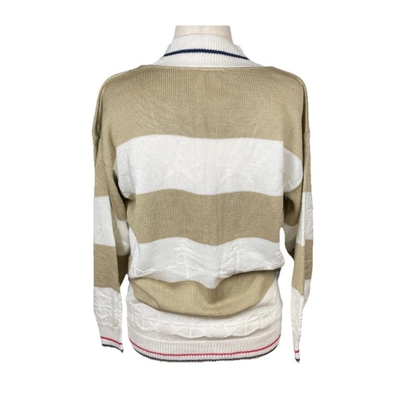 Cristin Stevens Vintage Striped Knit Cardigan Nautical Coastal Anchor Size Large - Picture 3 of 7